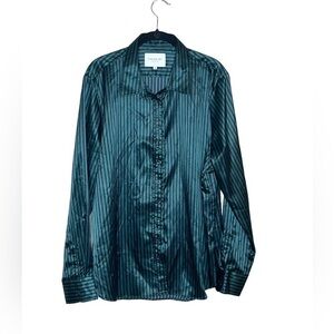 THE‎ SHIRT ROCHELLE BEHRENS Grn/Blk Boyfriend Shirt